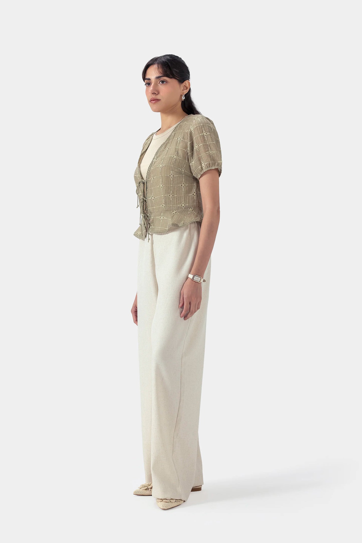 Embroidered Front-Tie Top - Cougar Clothing