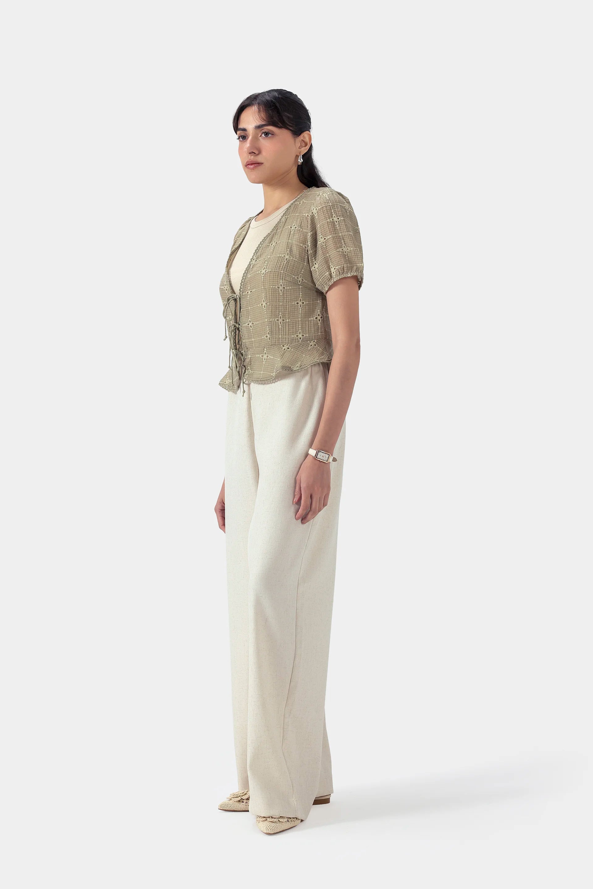 Embroidered Front-Tie Top - Cougar Clothing