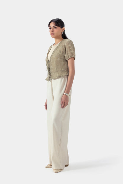 Embroidered Front-Tie Top - Cougar Clothing