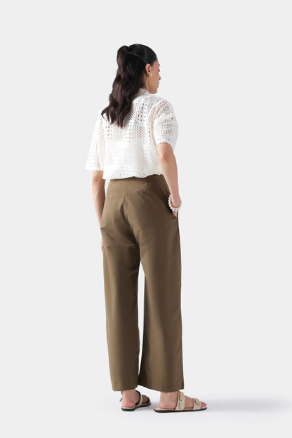 Pleated Pants With Asymmetrical Waist - Cougar Clothing