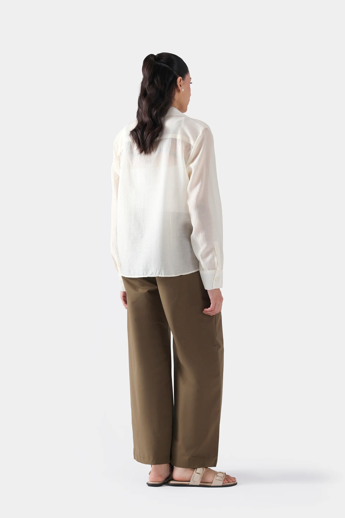 Sheer Shirt With Embroidered Pocket - Cougar Clothing