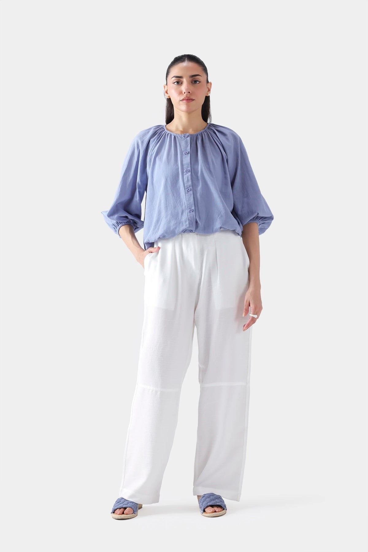 Button-Down Cotton Top - Cougar Clothing