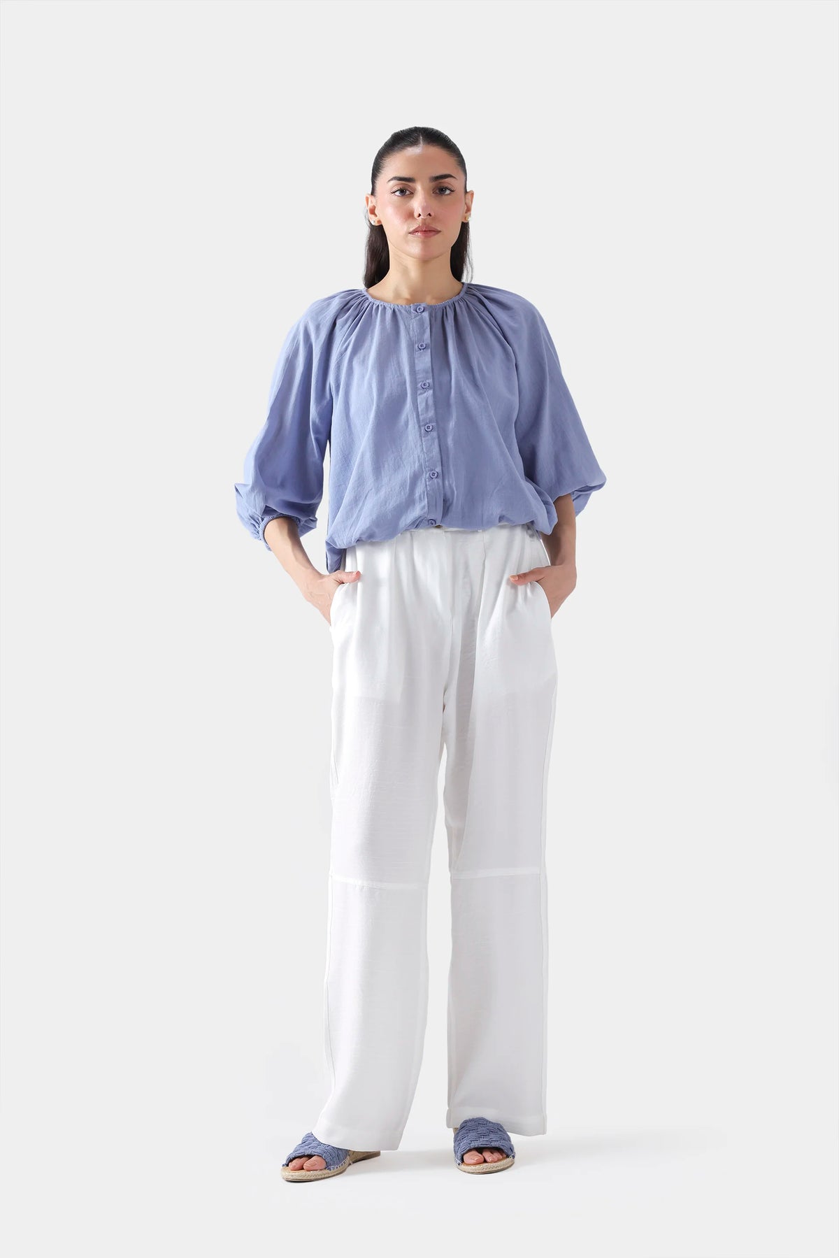 Button-Down Cotton Top - Cougar Clothing
