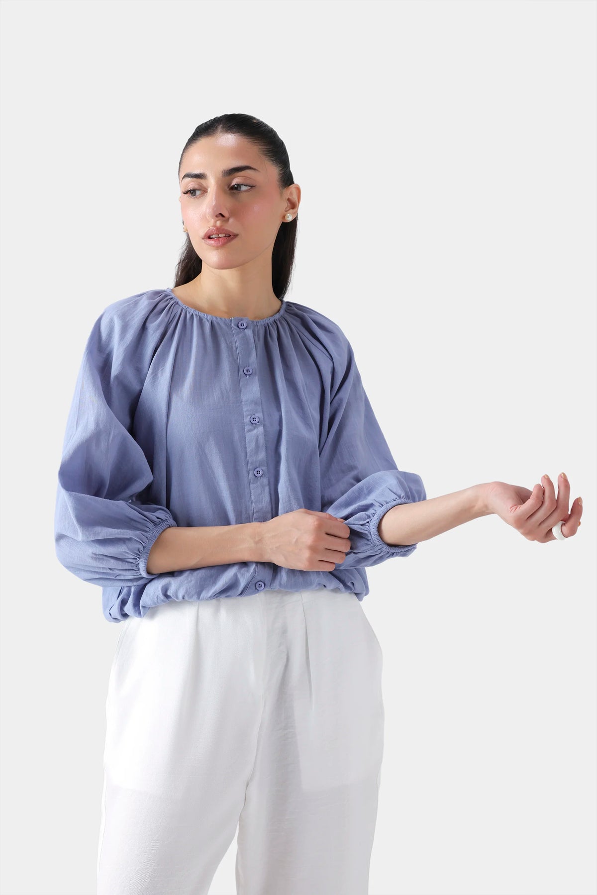 Button-Down Cotton Top - Cougar Clothing