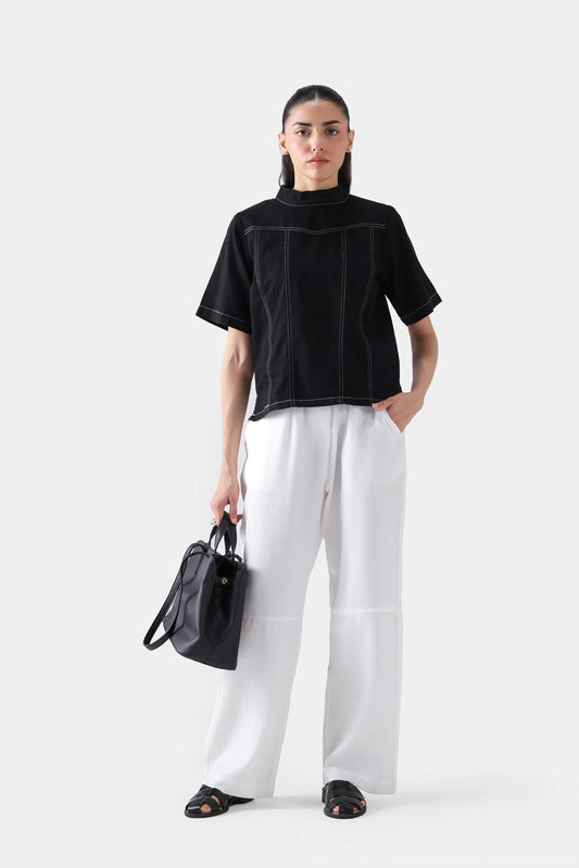Contrast Stitch Boxy Top - Cougar Clothing