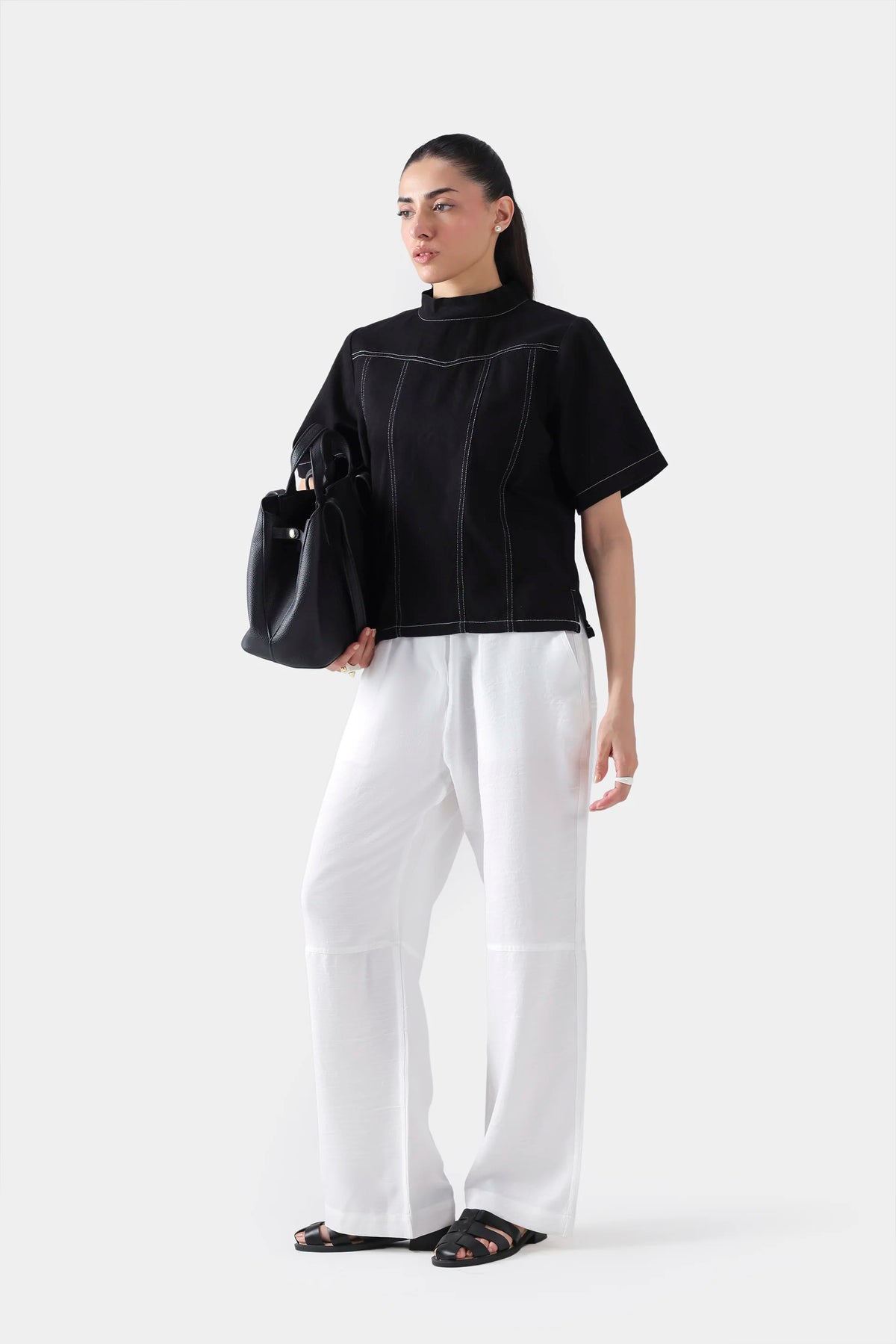 Contrast Stitch Boxy Top - Cougar Clothing