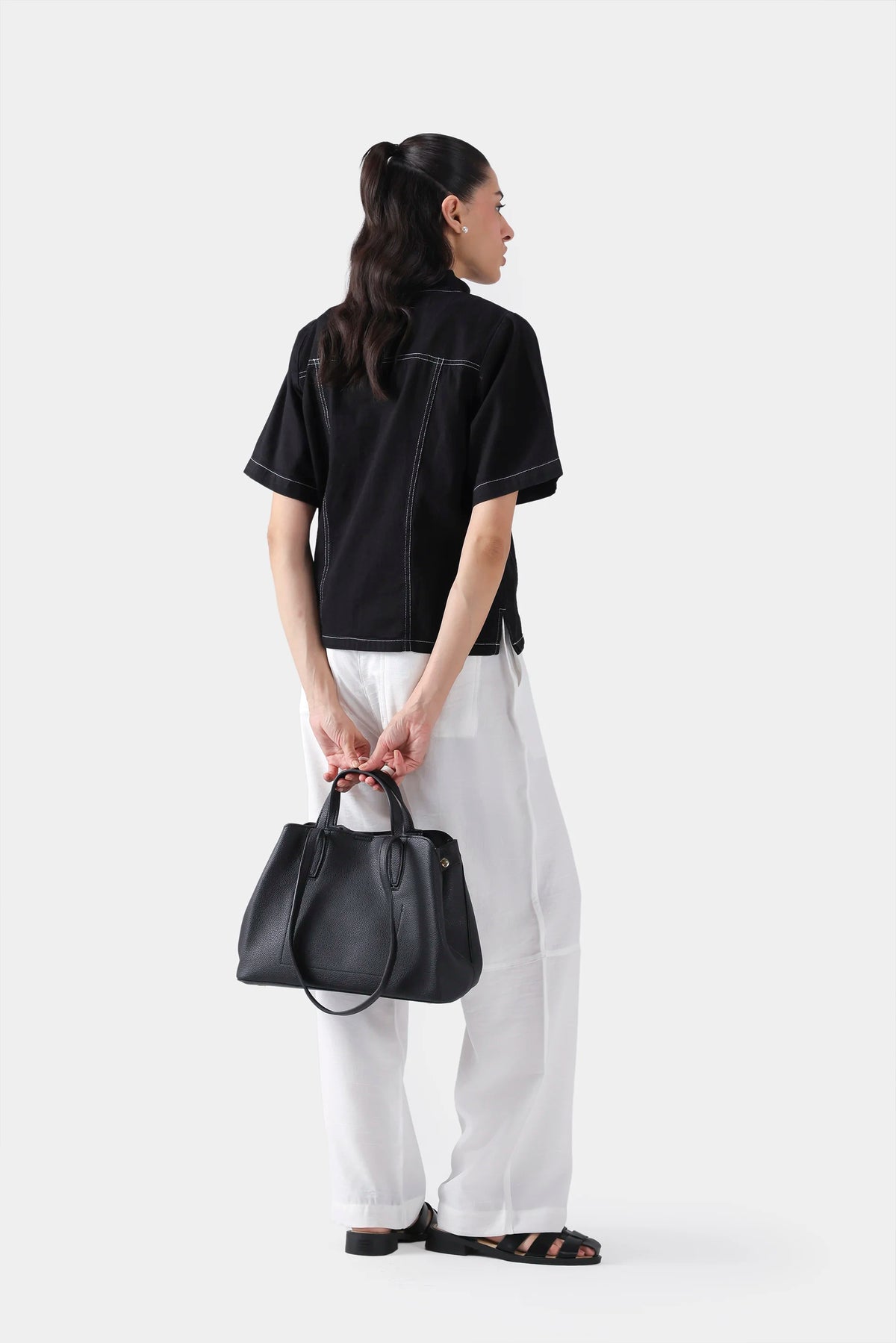Contrast Stitch Boxy Top - Cougar Clothing