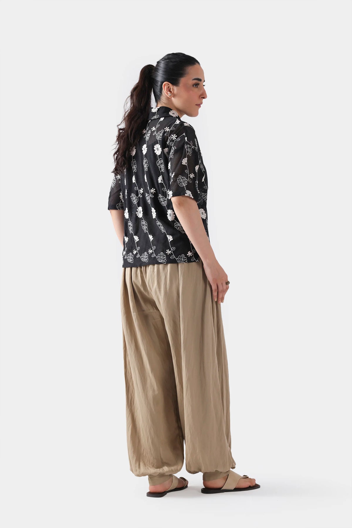 Embroidered Textured Net Shirt - Cougar Clothing