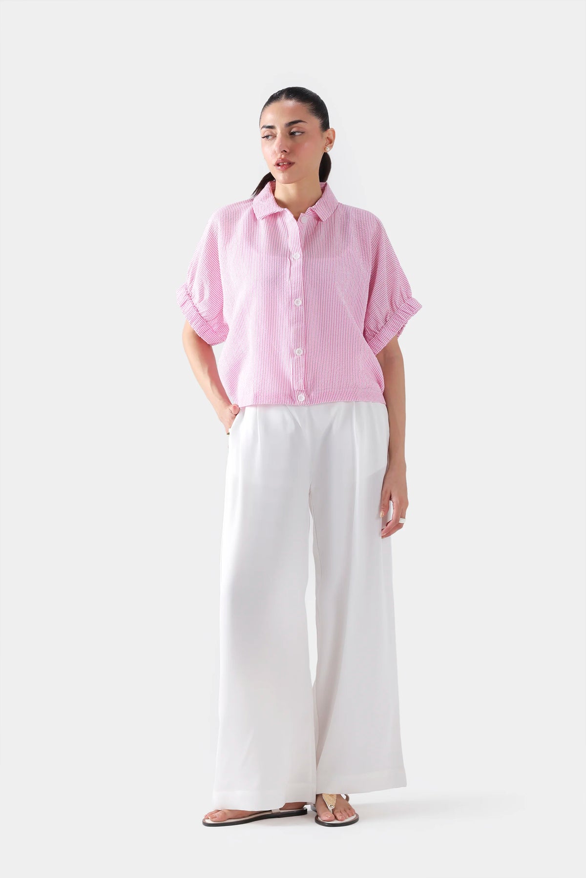 Pleated Pants With Asymmetrical Waist - Cougar Clothing