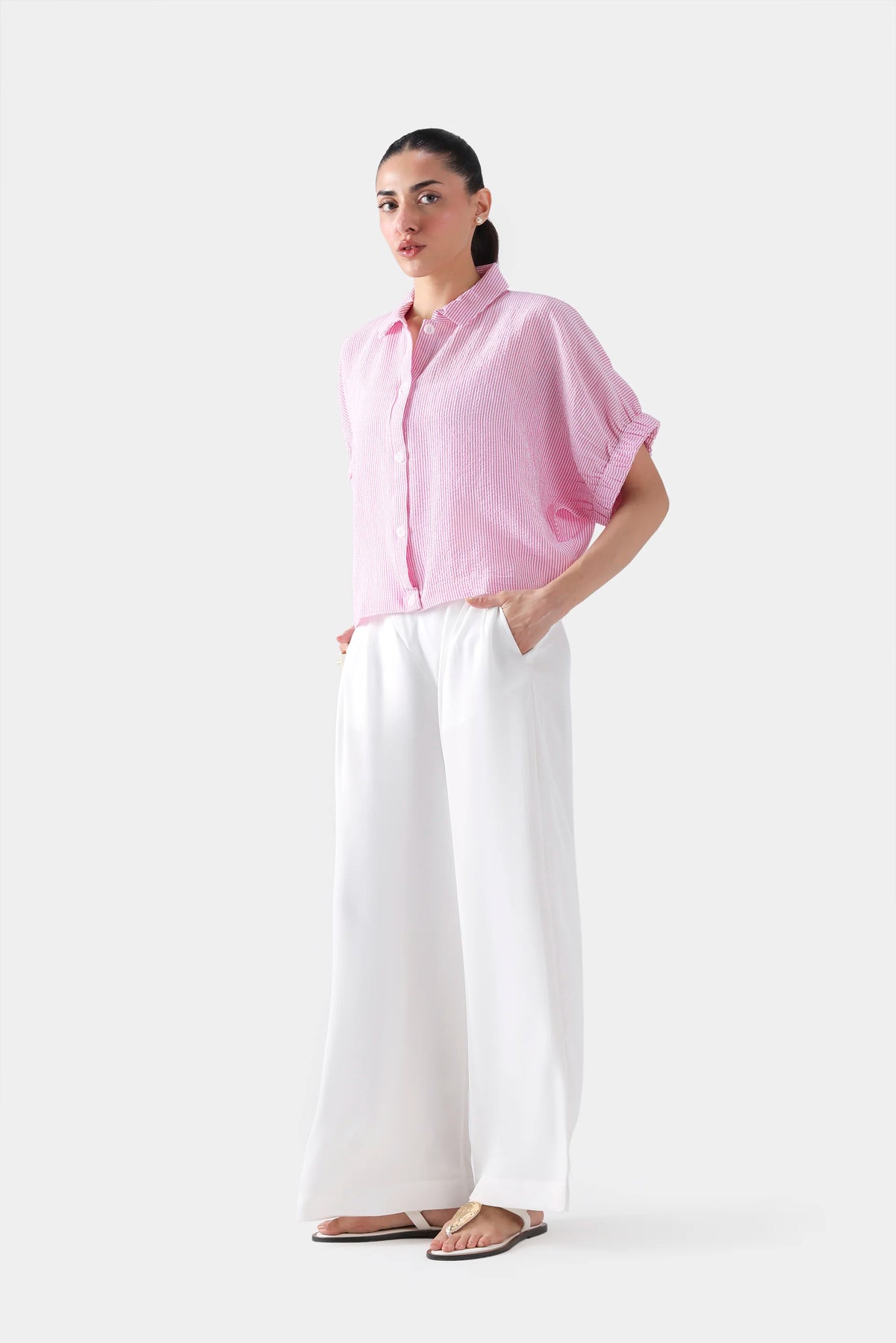 Pleated Pants With Asymmetrical Waist - Cougar Clothing