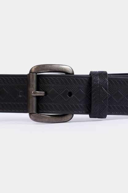 Leather Belt With Geomatrical Pattern - Cougar Clothing