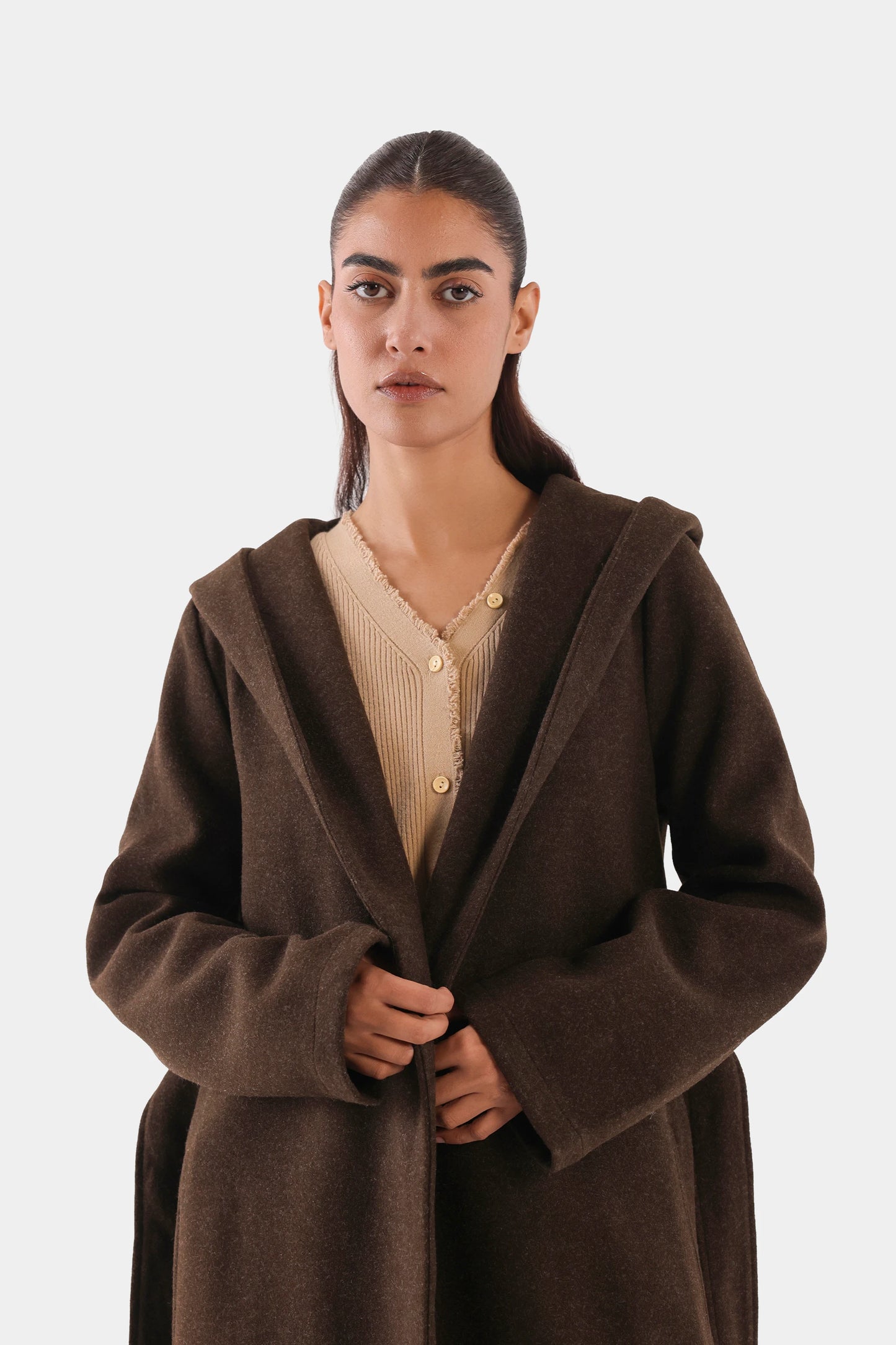 Hooded Belted Coat - Cougar Clothing