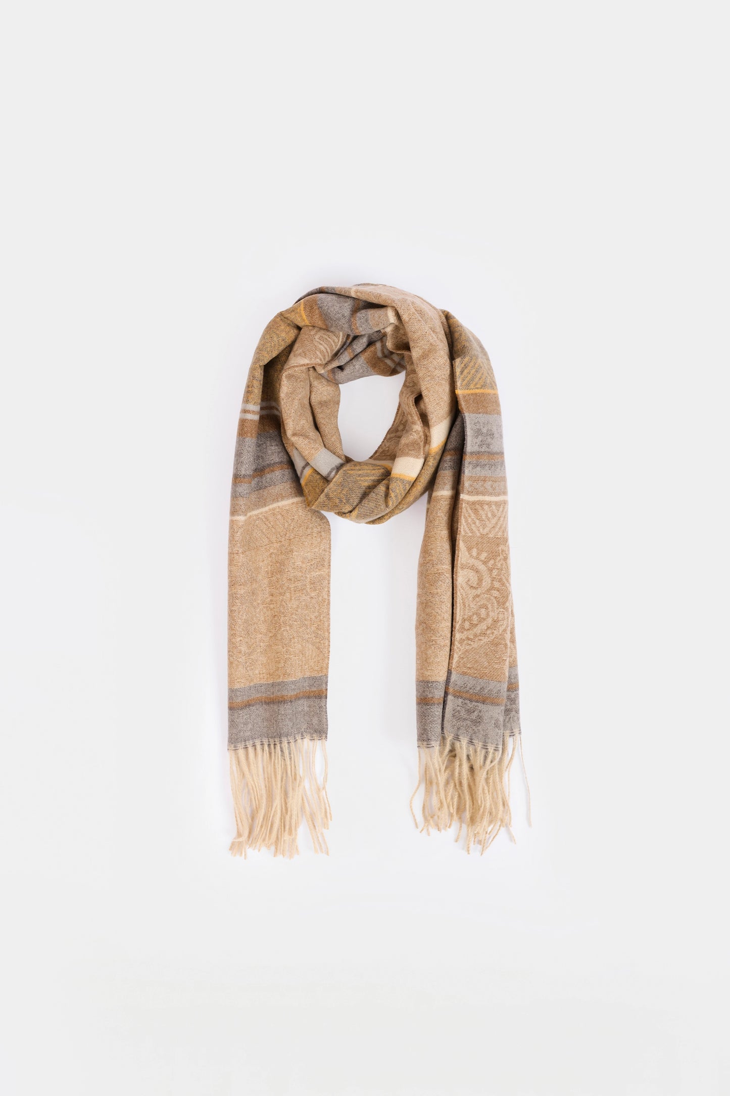 Patterned Shawl With Tonal Fringes - Cougar Clothing