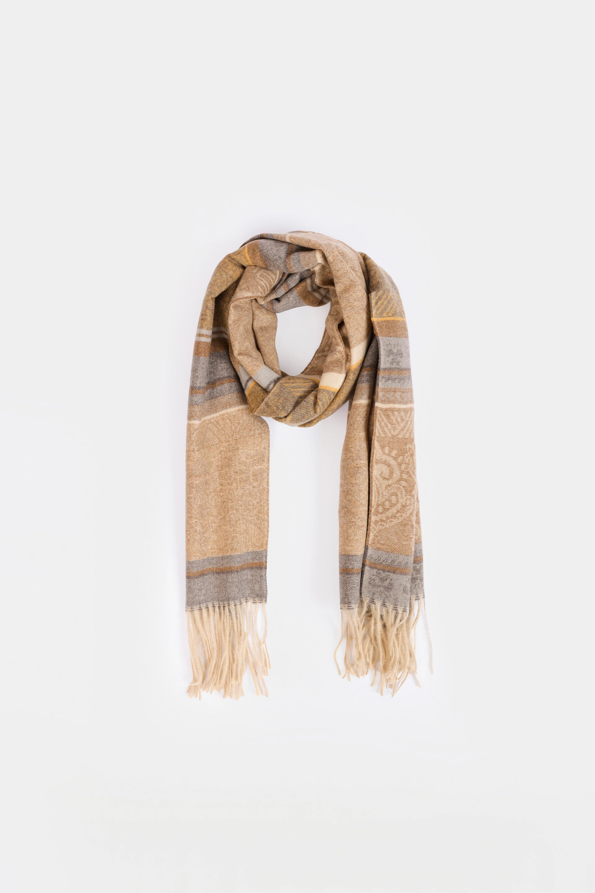 Patterned Shawl With Tonal Fringes - Cougar Clothing