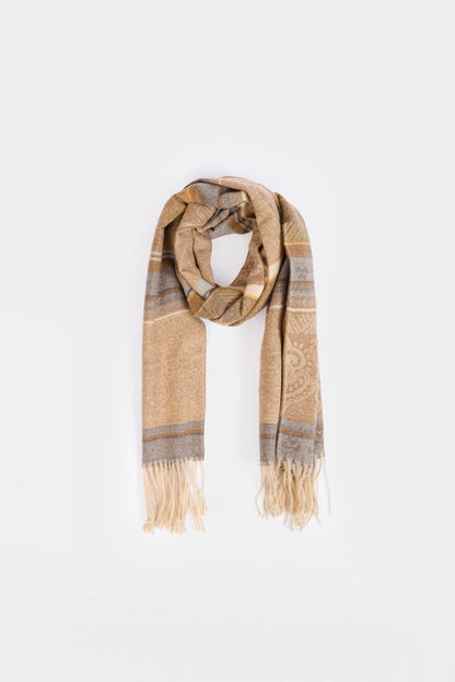Patterned Shawl With Tonal Fringes - Cougar Clothing