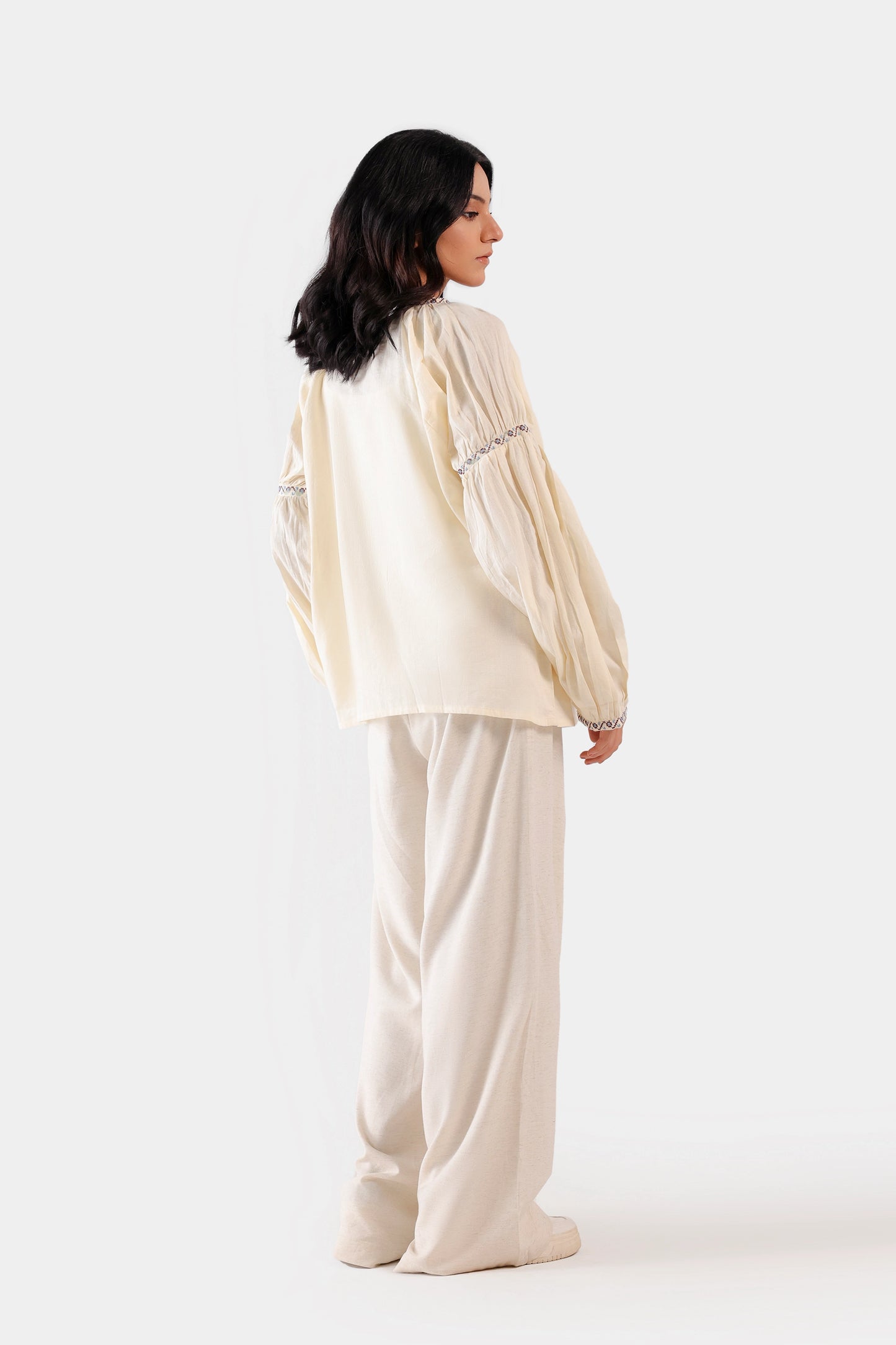 Lantern Sleeved Embroidered Blouse - Cougar Clothing