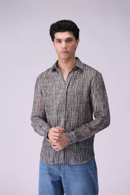Regular Fit Tie-Dye Textured Shirt - Cougar Clothing