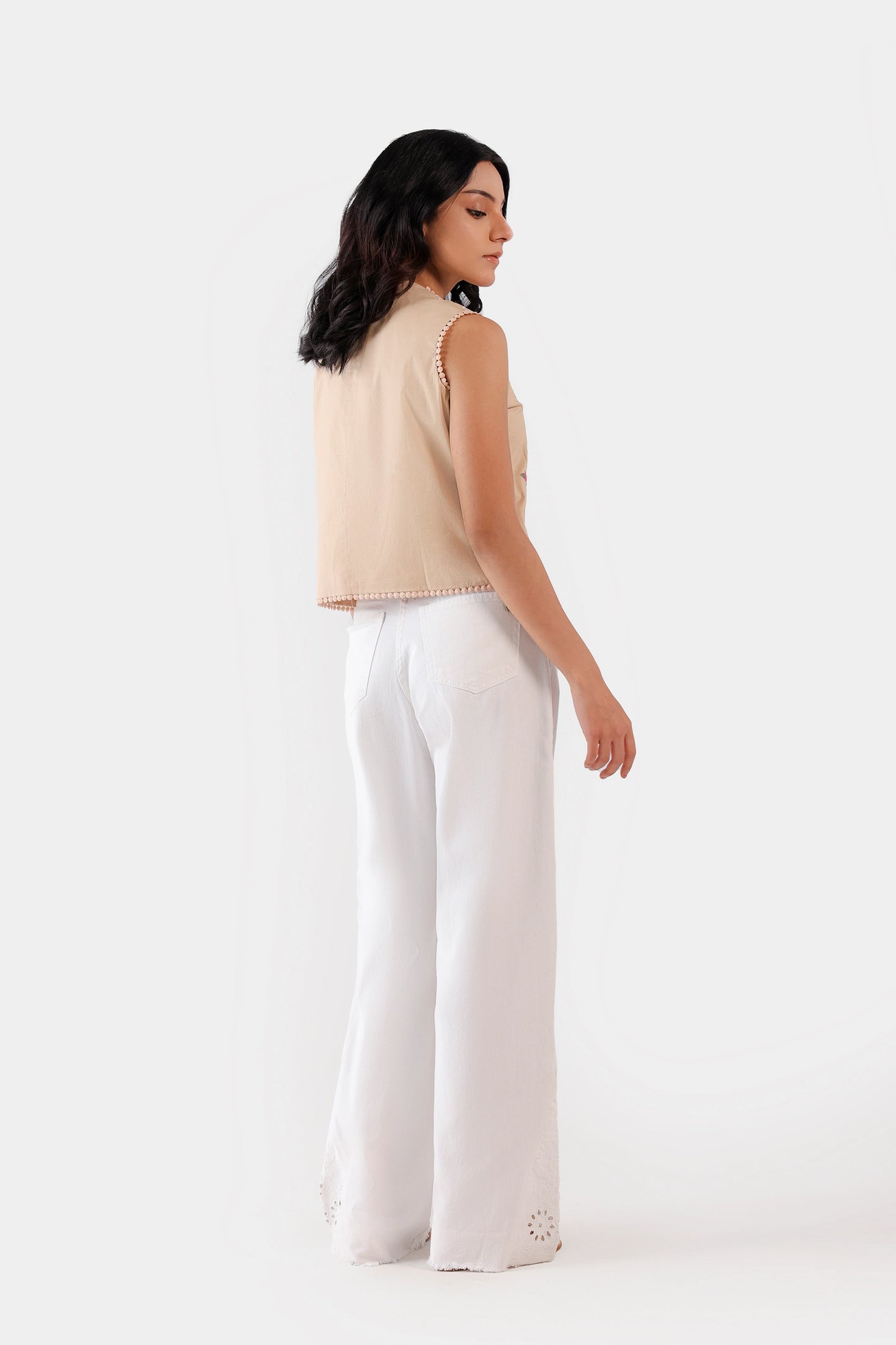 Cropped Embroidered Vest - Cougar Clothing