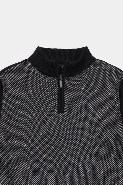 Contrast Sleeved Textured Sweater - Cougar Clothing