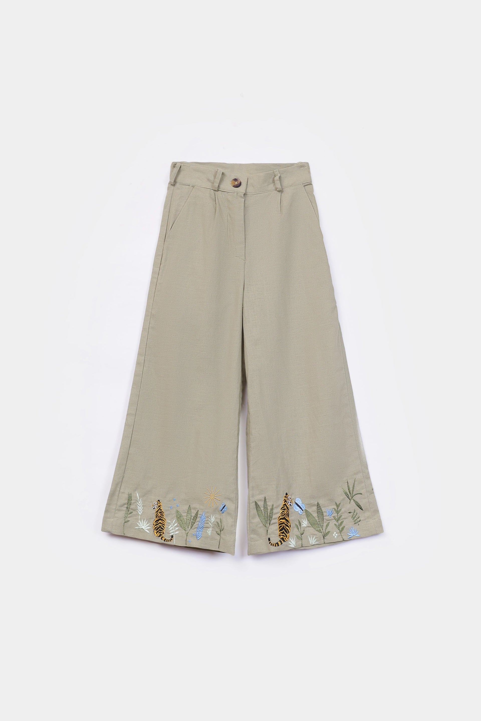 Embroidered Irish Cotton Trousers - Cougar Clothing