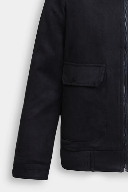 Faux Suede Mock Neck Jacket - Cougar Clothing