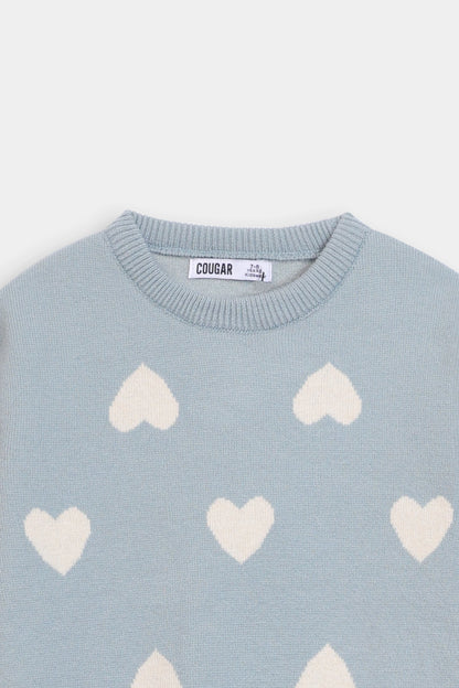 Heart Jacquard Knit Sweater - Cougar Clothing