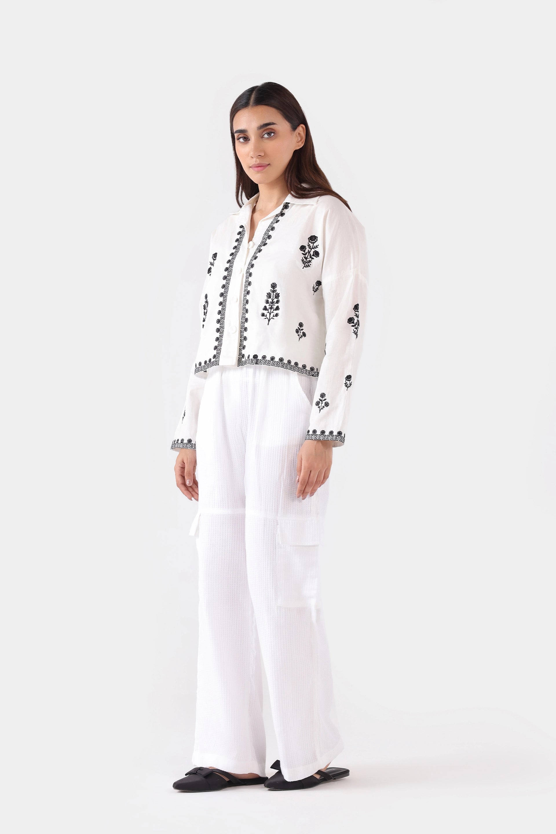 Embroidered Cropped Shirt - Cougar Clothing