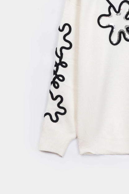 Fine Knit Applique Sequin Sweater - Cougar Clothing