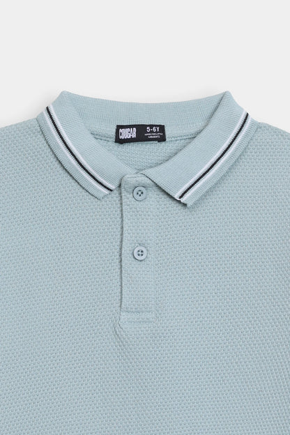 Popcorn Knit Polo With Tipping - Cougar Clothing