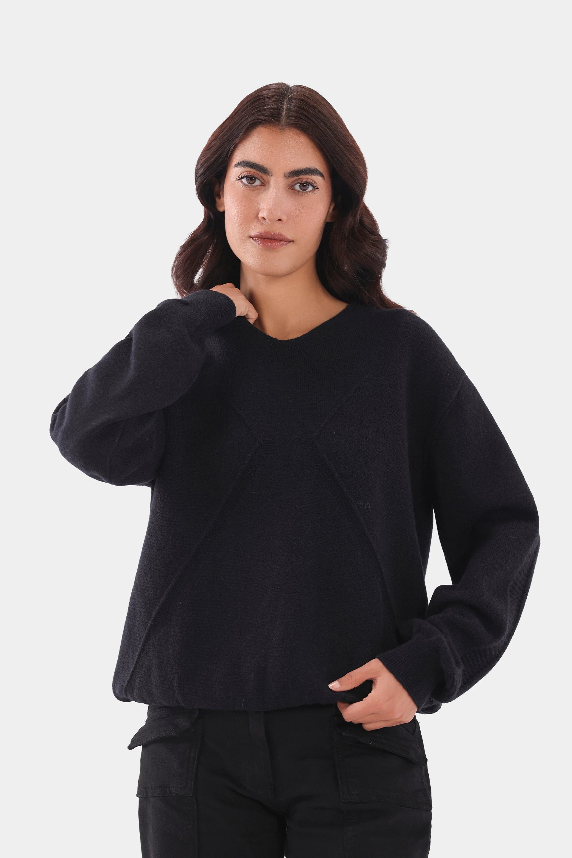 Sweater With Knit Lines - Cougar Clothing
