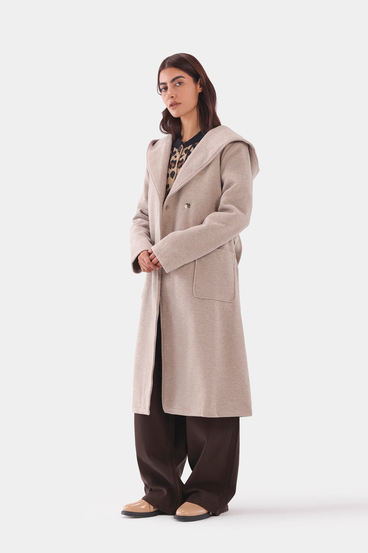 Hooded Belted Coat - Cougar Clothing