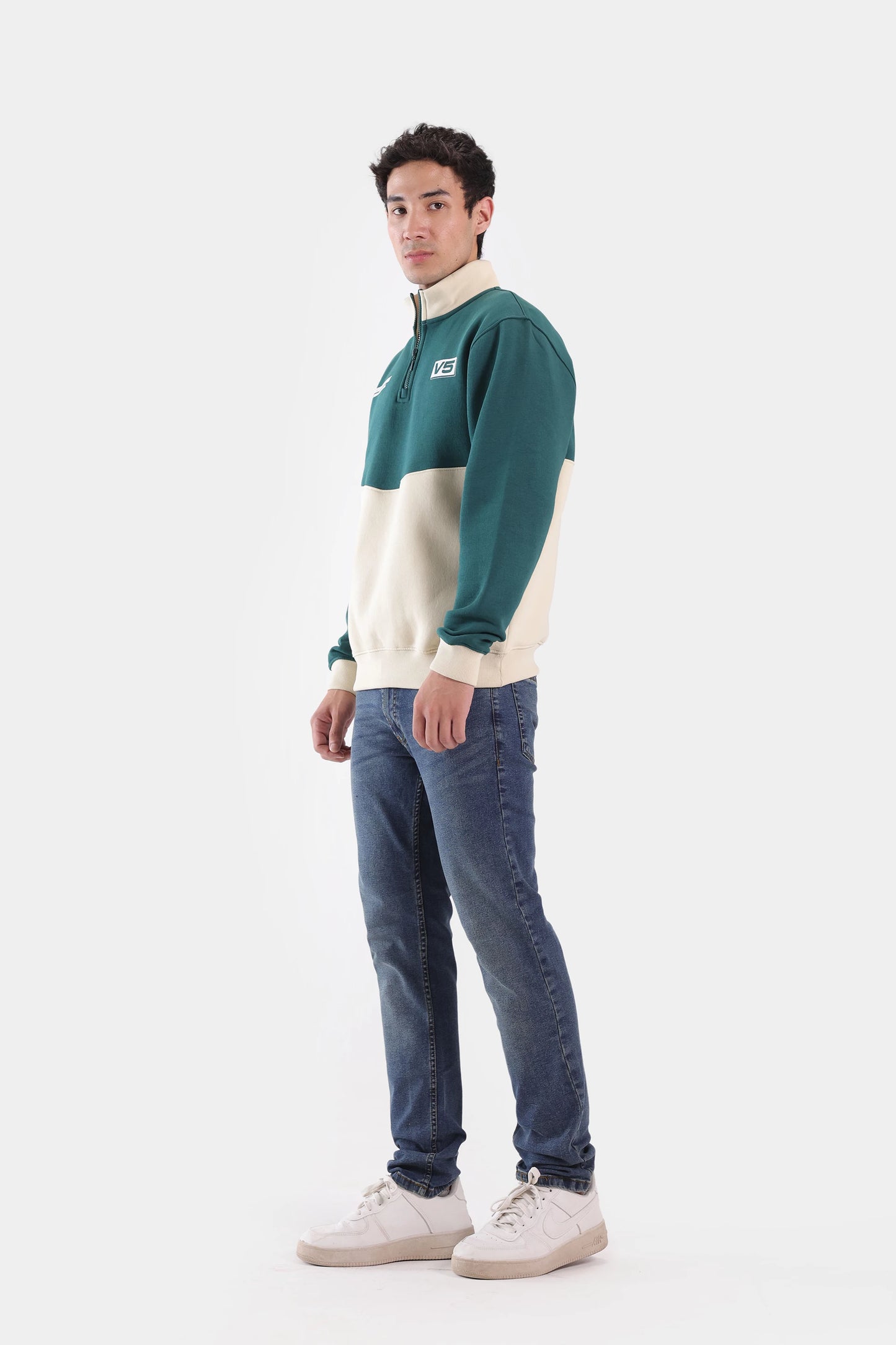 Quarter Zip Paneled Sweatshirt - Cougar Clothing