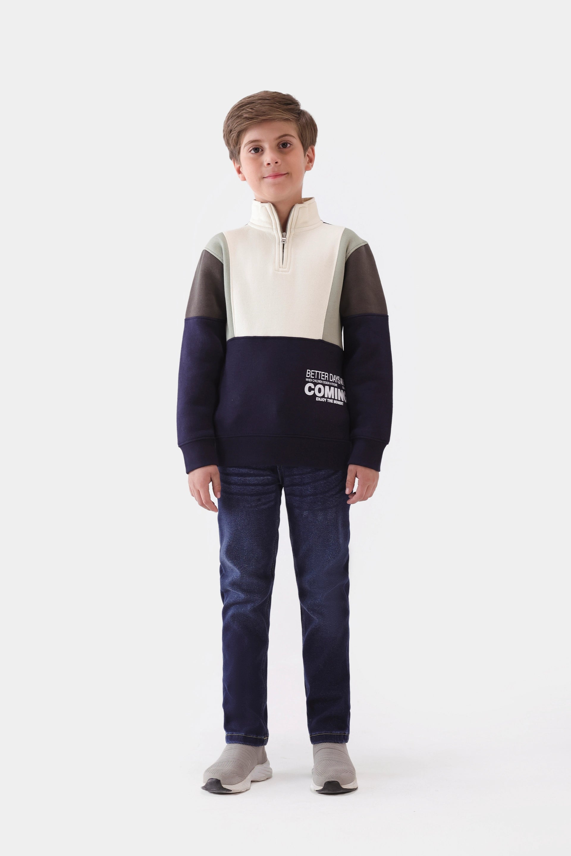 Mock Neck Color Block Sweatshirt - Cougar Clothing