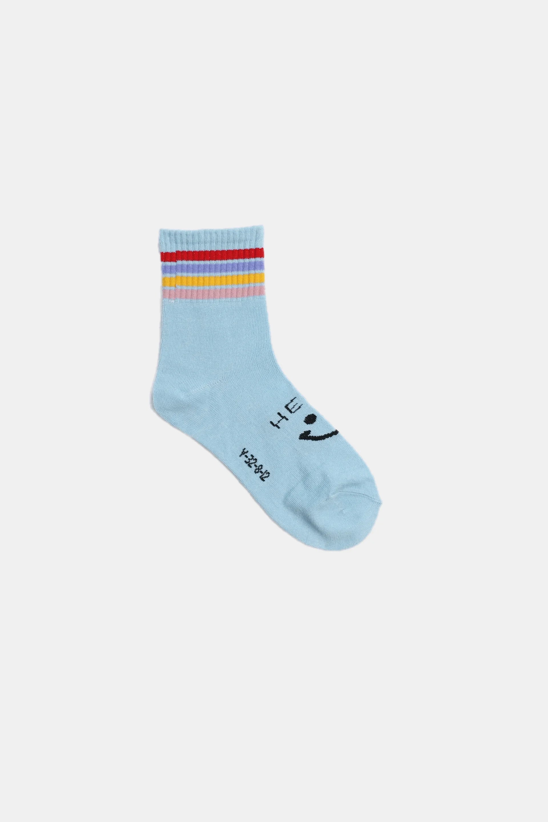 Smiley Striped Short Crew Socks - Cougar Clothing