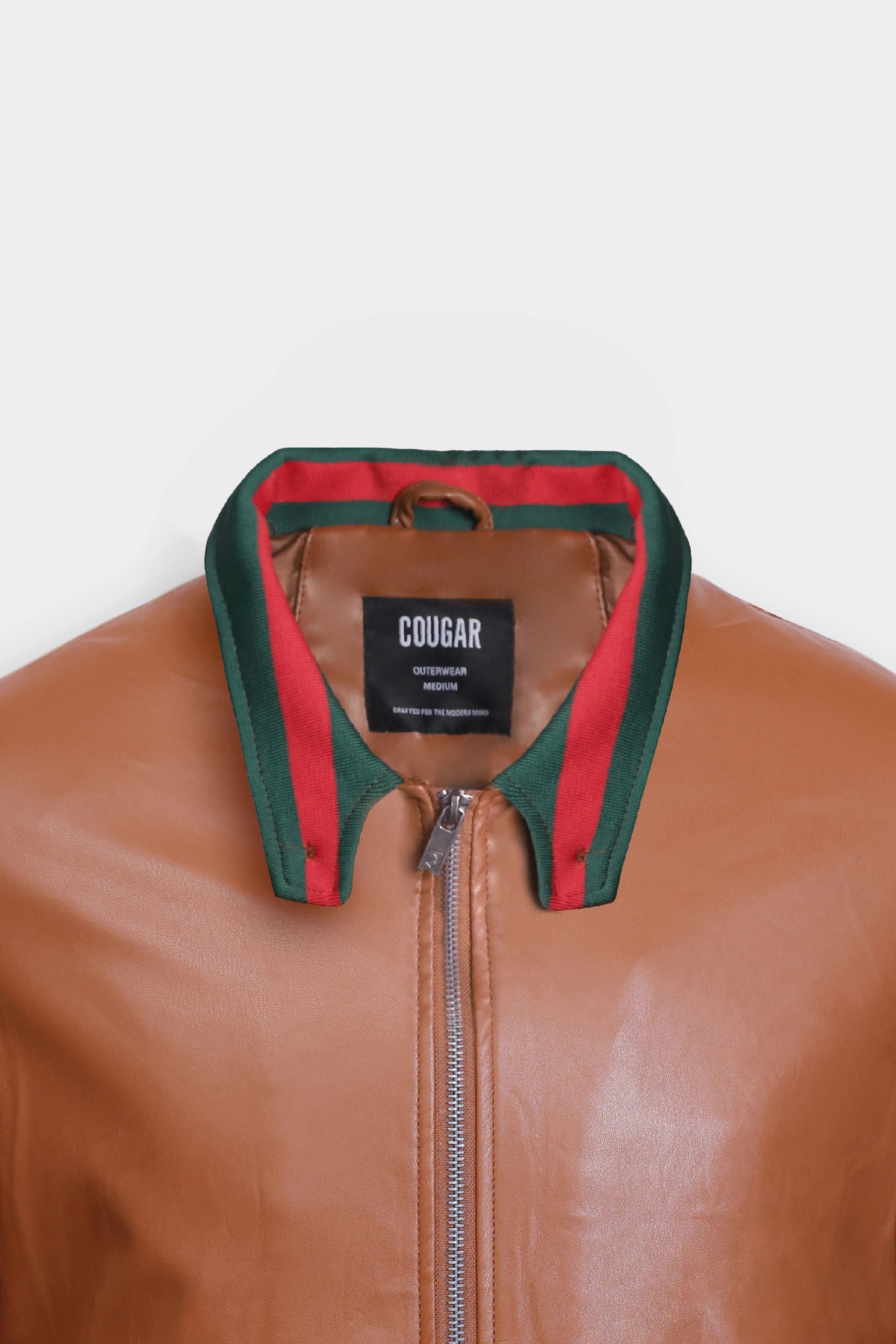 Faux Leather Jacket With Web-Details - Cougar Clothing