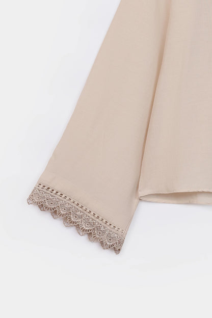 Ecru Lace Trim Shirt - Cougar Clothing