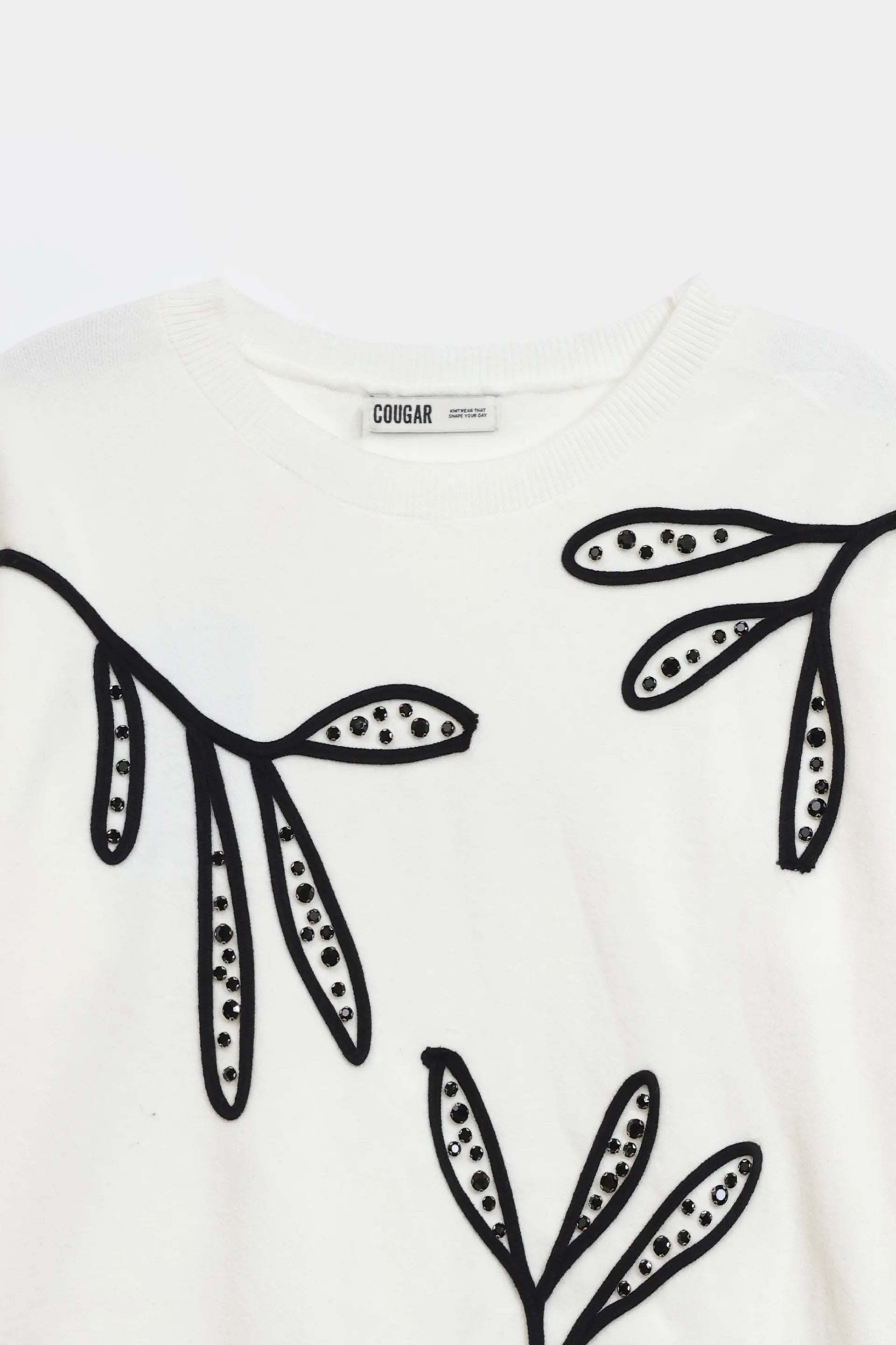 Leaf Embroidered Knit Sweater - Cougar Clothing