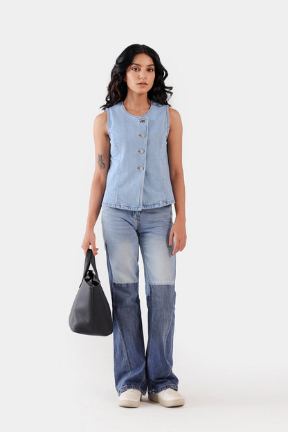 Flare Fit Contrast Panel Jeans - Cougar Clothing