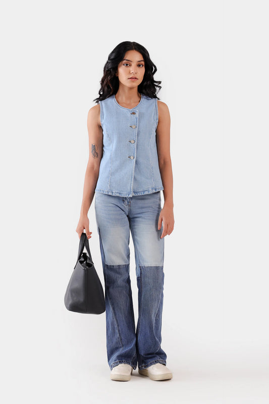 Flare Fit Contrast Panel Jeans - Cougar Clothing