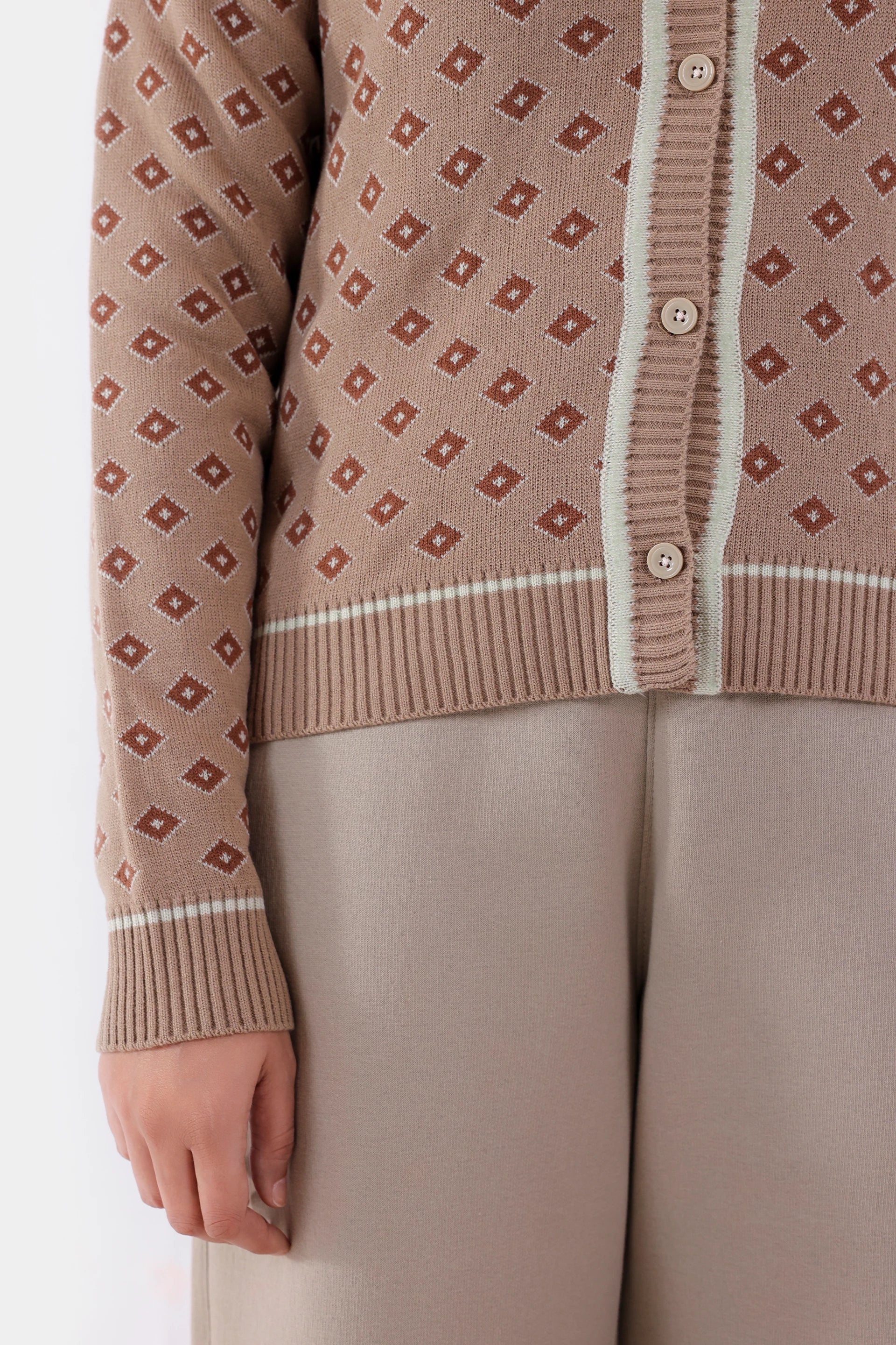 V-Neck Patterned Cardigan - Cougar Clothing