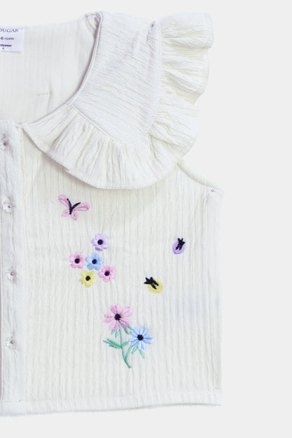 Bib Collar Embroidered Blouse - Cougar Clothing