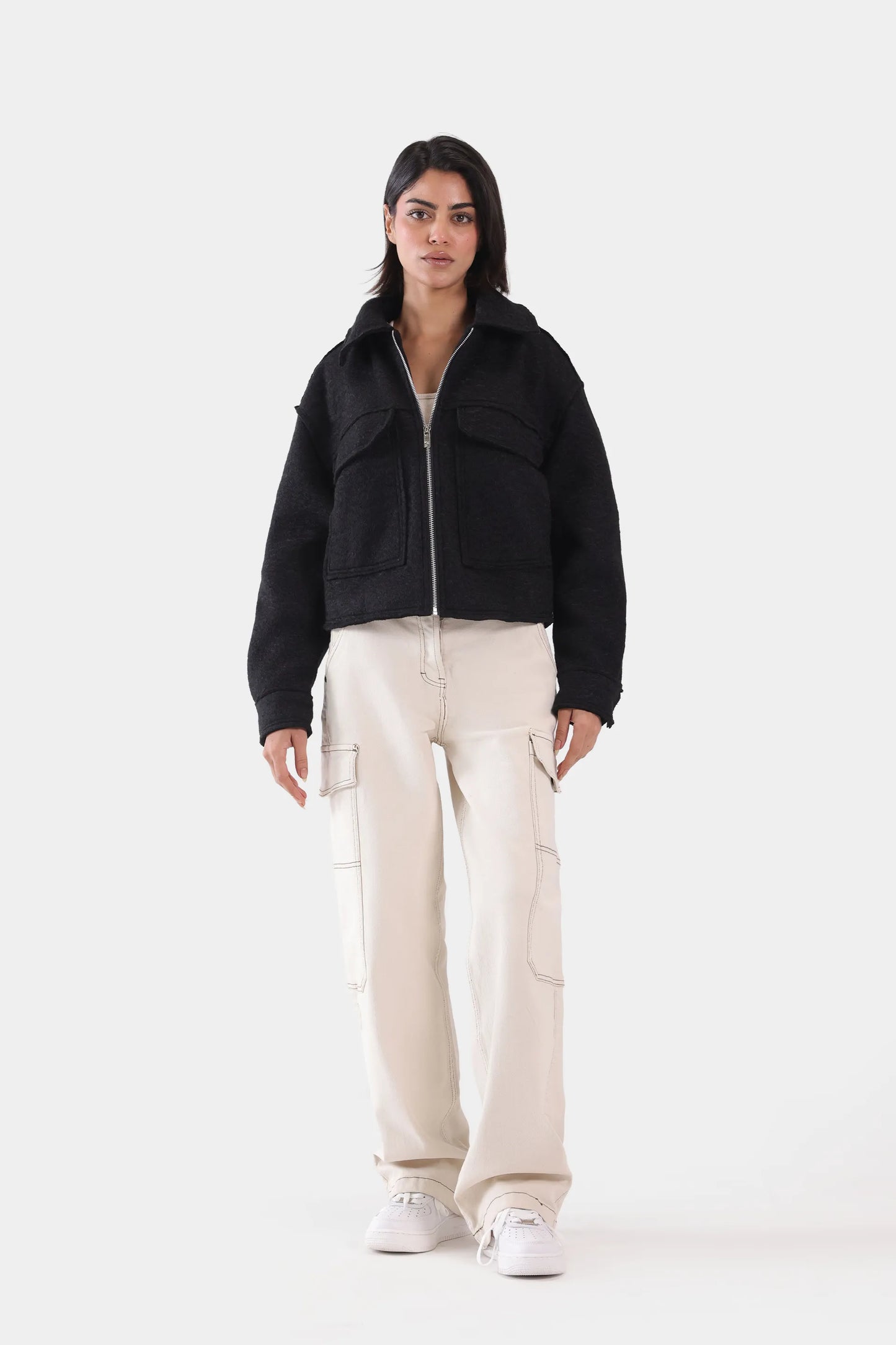 Plush Tweed Zipper Jacket - Cougar Clothing