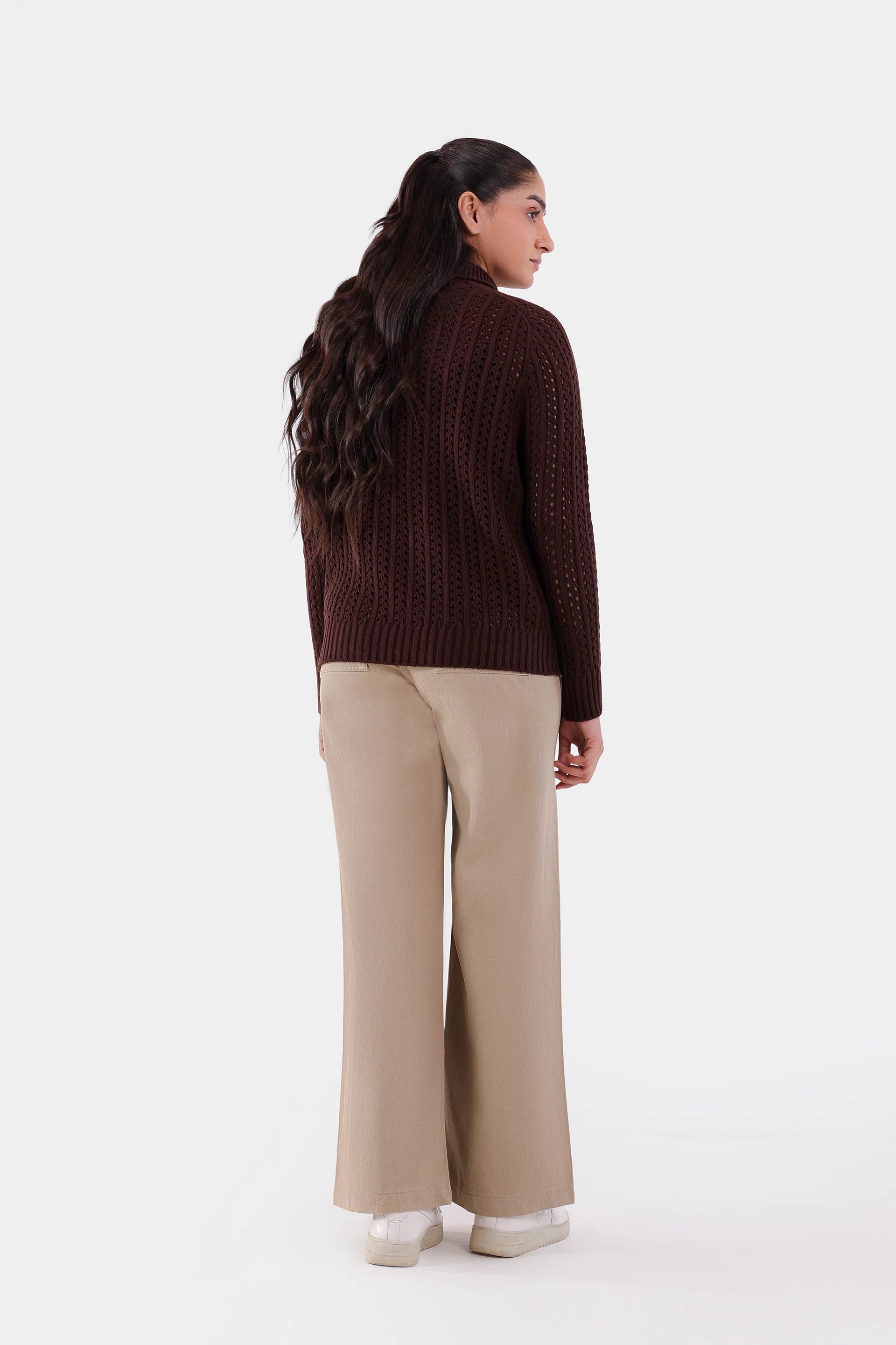 Crochet Knit Sweater - Cougar Clothing