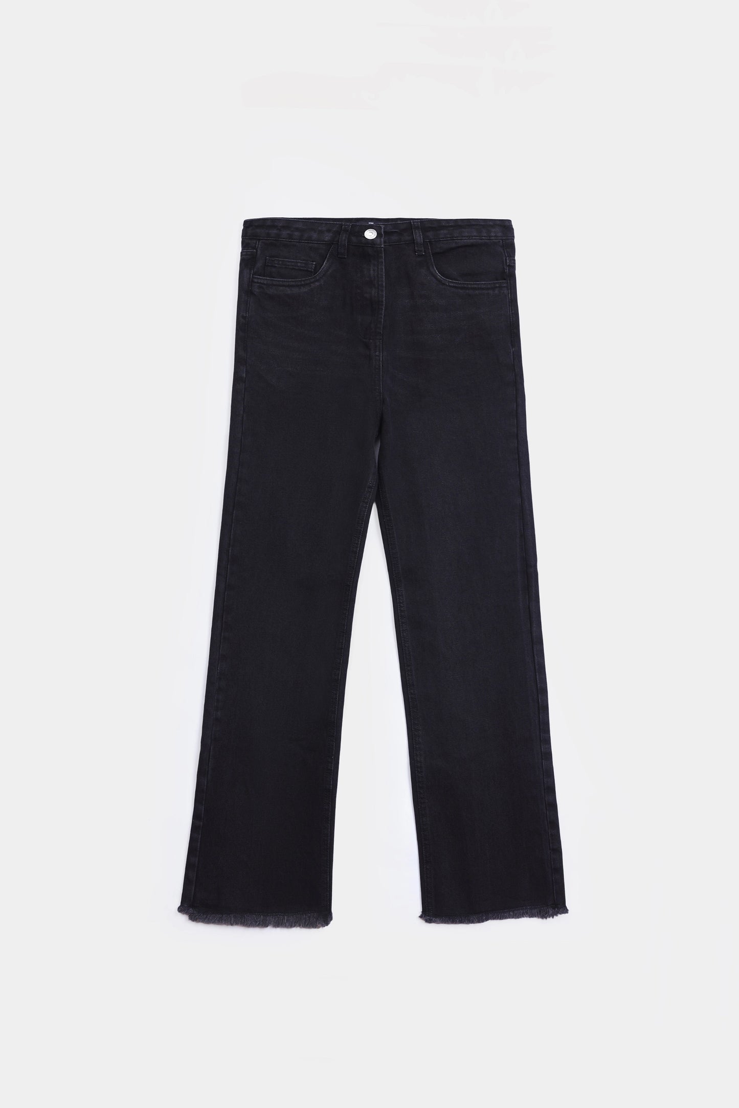 Straight Jeans With Raw Hem - Cougar Clothing