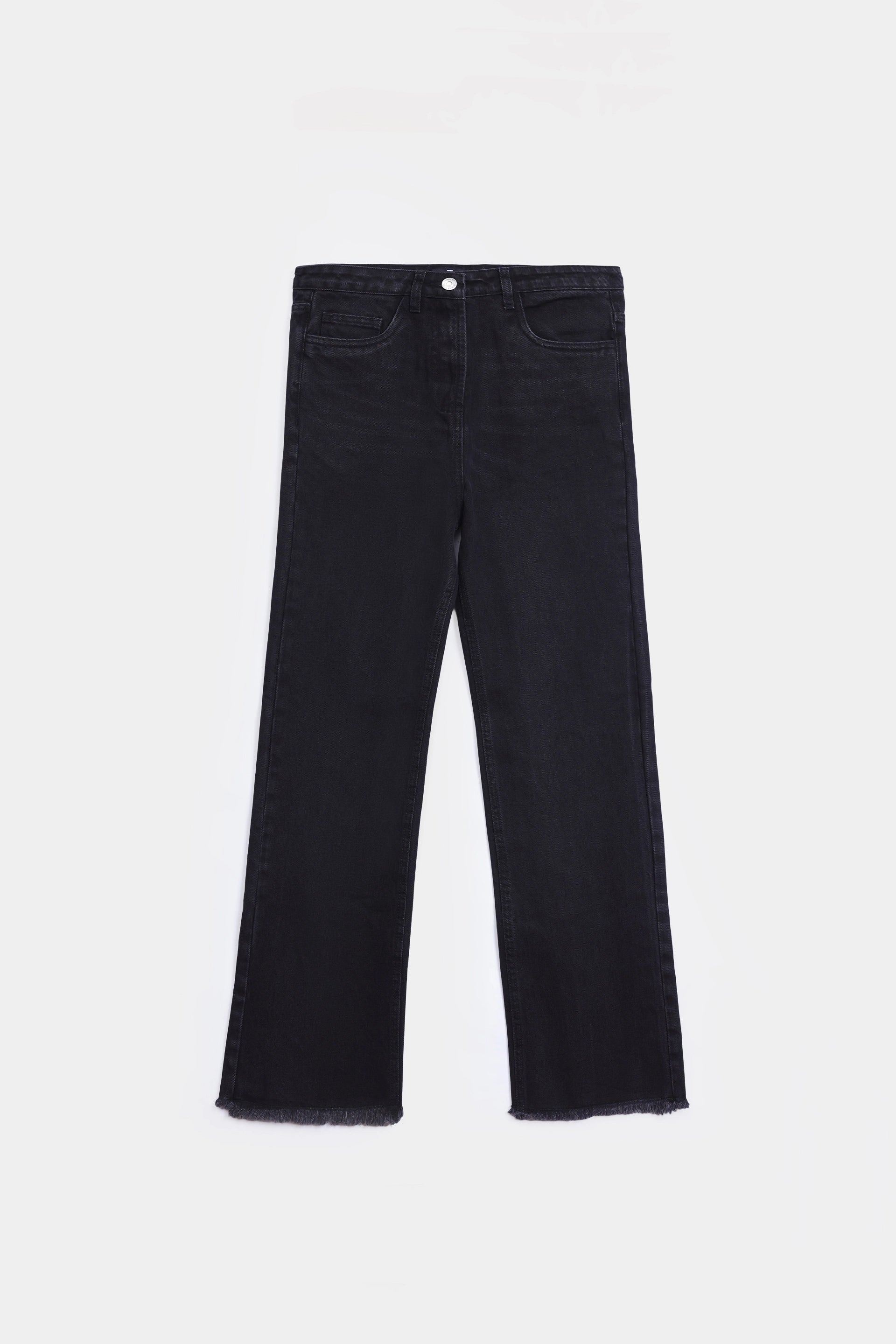 Straight Jeans With Raw Hem - Cougar Clothing