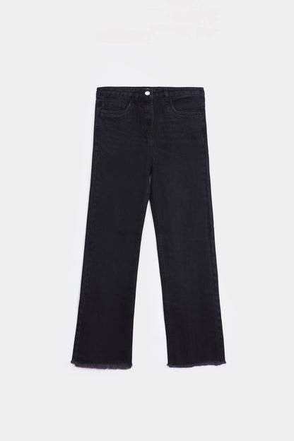 Straight Jeans With Raw Hem - Cougar Clothing