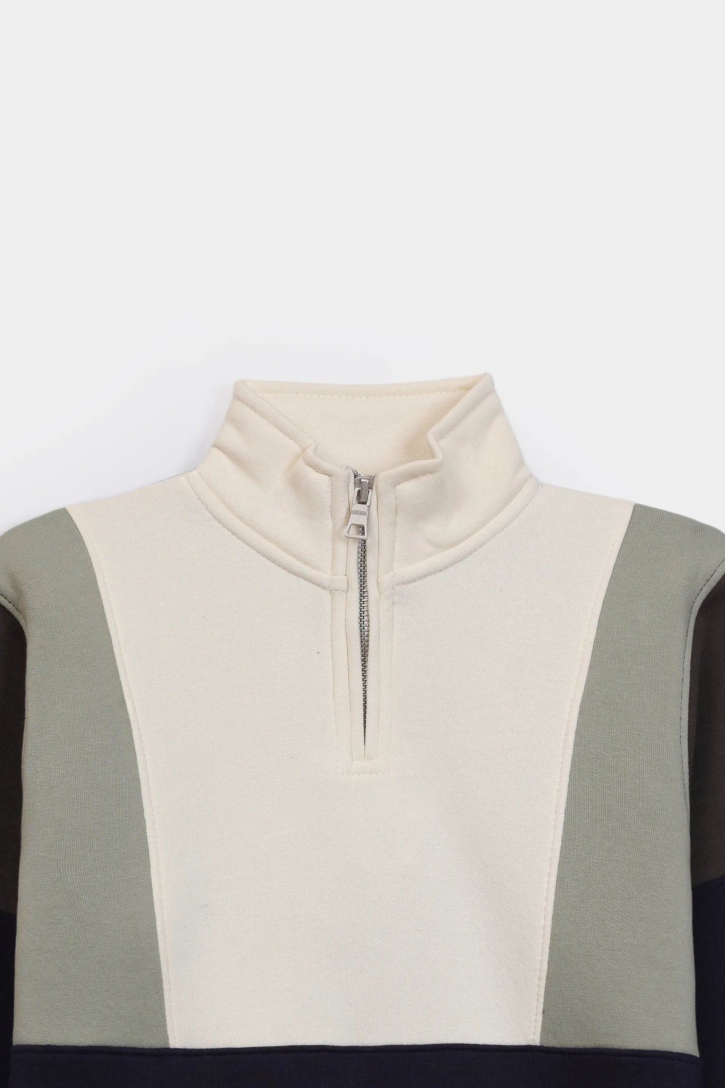 Mock Neck Color Block Sweatshirt - Cougar Clothing