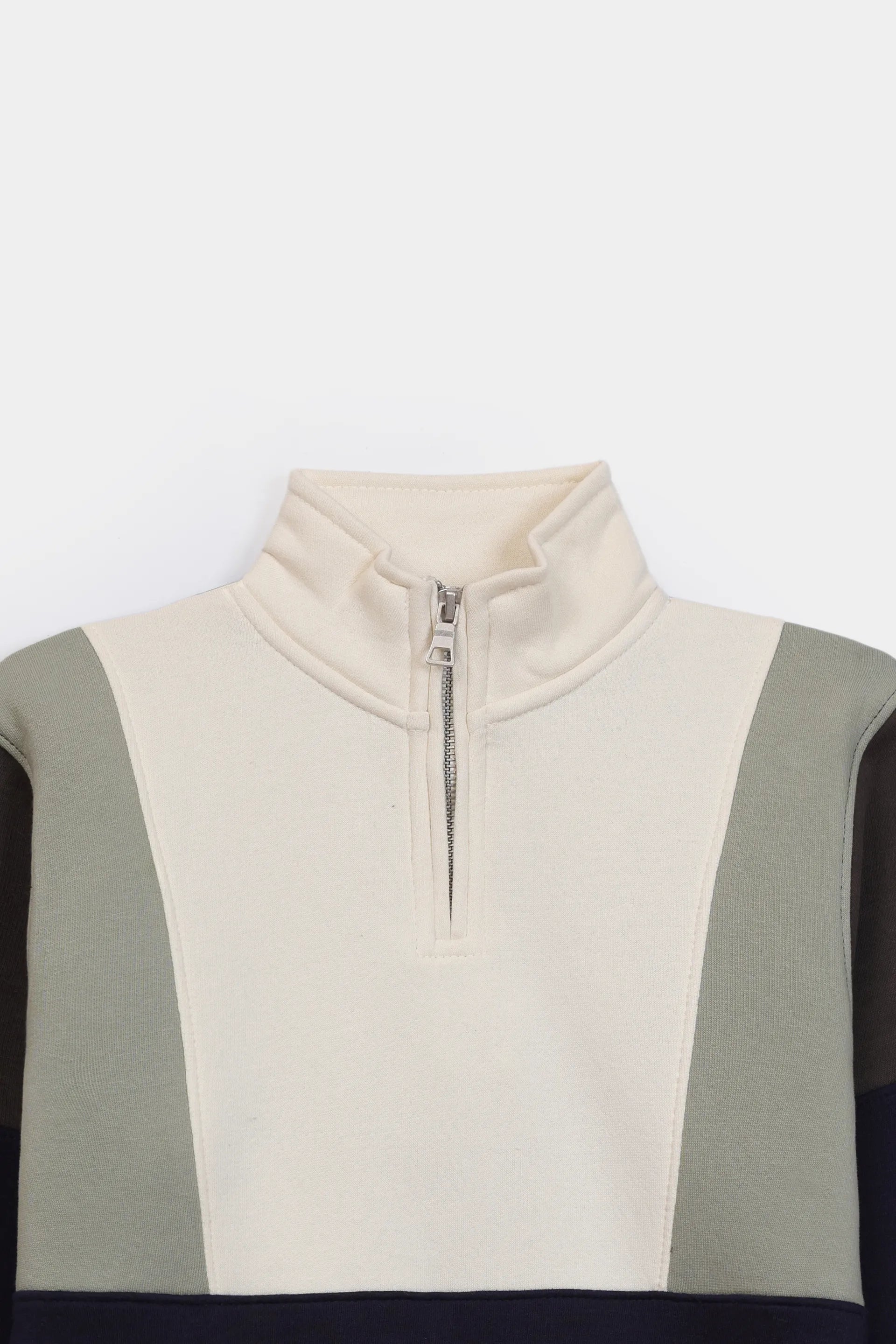 Mock Neck Color Block Sweatshirt - Cougar Clothing