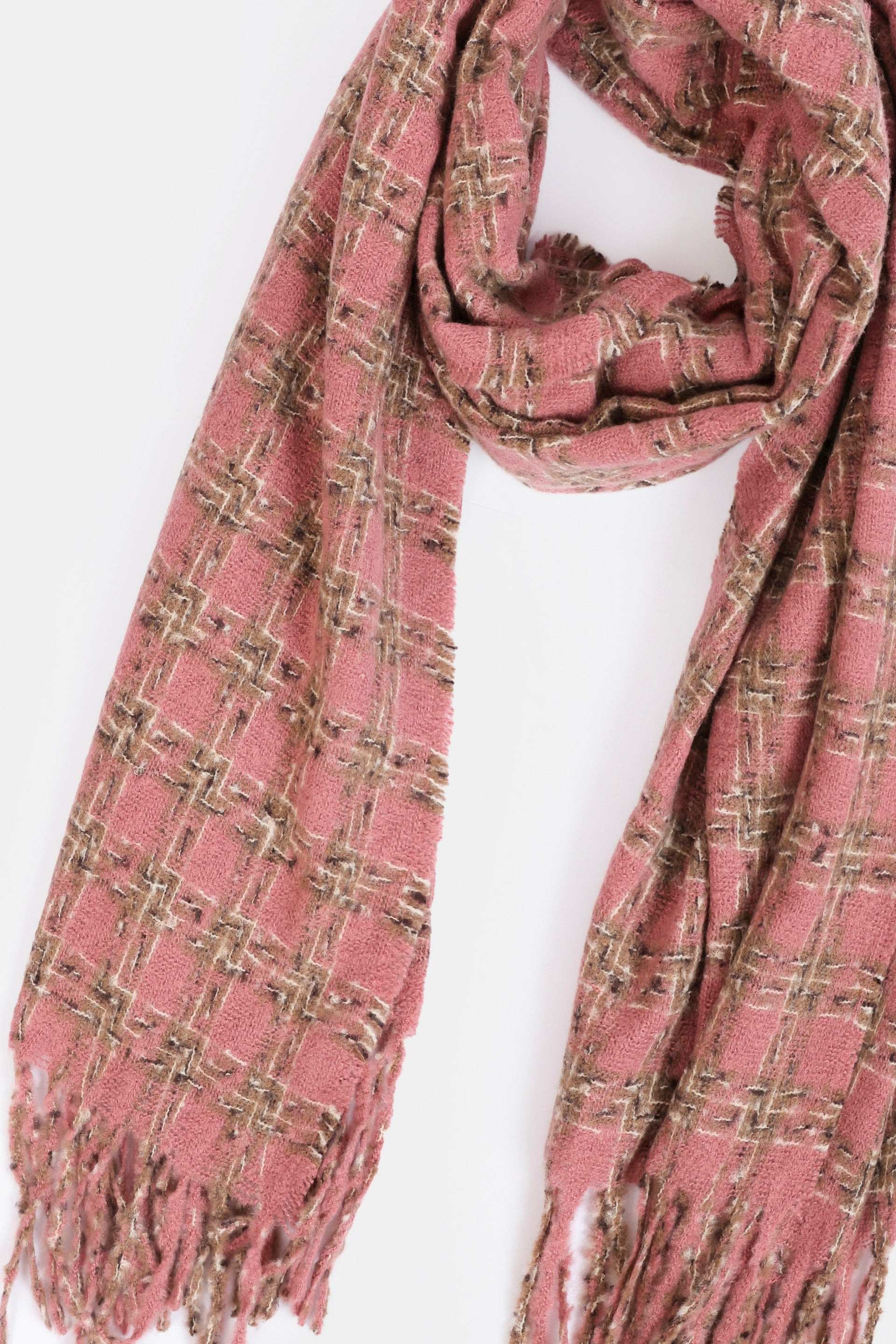 Contrast Check Pattern Knitted Shawl - Cougar Clothing