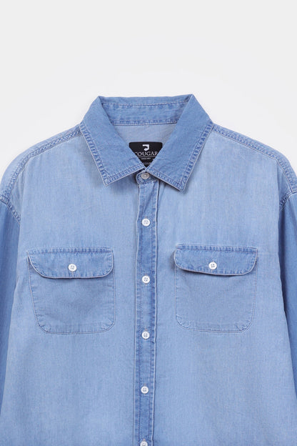 Denim Shirt With Flap Pockets - Cougar Clothing